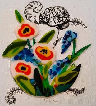 fused glass flowers brain