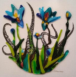 fused glass iris octopus