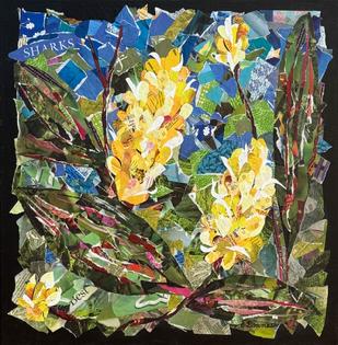 green hawaiian plant shrimp leaf collage art