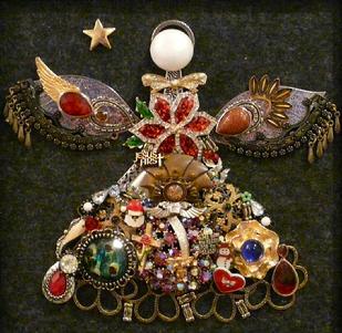 Christmas Angel collage vintage jewelry